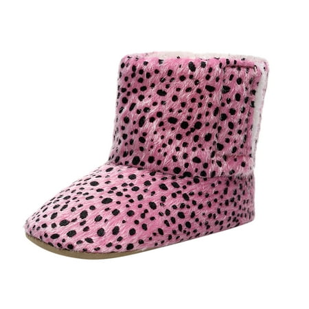 

Shpwfbe Shoes Snow Walkers First Girls Soft Leopard Cotton Plush Printed Warm Baby Gifts