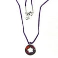 thumbnail image 2 of Sterling Silver Oval Orange Fuschia and Lilac cut-out flower pendant purple cord necklace 16 inches., 2 of 3