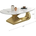 thumbnail image 2 of Tabaray Modern Oval Coffee Table Luxury Sintered Stone Top Coffee Table with Sculptural Geometric Stainless Steel Base,Mid-Century Marble Grain Center Table for Living Room,Gold, 2 of 8