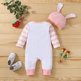 thumbnail image 4 of FDDMis Baby Boy New Years Outfits Valentines Day Outfit Easter Outfit Newborn Infant Letters Print Striped Romper Jumpsuit with Stripe Hat 2pcs Carnival Clothes Set, 4 of 9