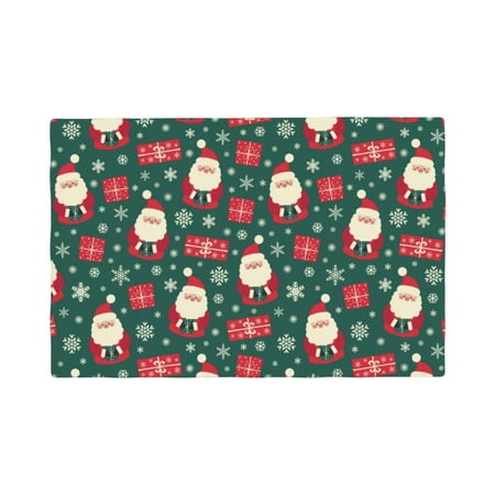 

Table Placemats Set of 4 - Santa Claus 12x18 In Faux Linen Double Heat Resistant Place Mats Cloth Indoor/Outdoor Placemats Washable Table Mats for Dining Kitchen Party