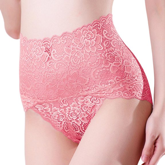Panties for Women,Women Seamless Lace Underwear High Waist Breech Briefs Lift Plus Size Female Panties Comfortable Fit,Womens Underwear,Pink,L