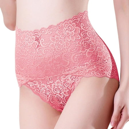 Icvfdpl Panties For Women Seamless Waist Lace Size High Lingerie Breech Under Lift Plus Comfortable Skin-Friendly Womens Underwear Briefs Pink M