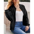 thumbnail image 3 of Women's Zip Up Cardigan Sweater Cable Outerwear Long Sleeve Casual Jacket Collar Outfits Trendy Sweatshirt Coat, Black, S, 3 of 8