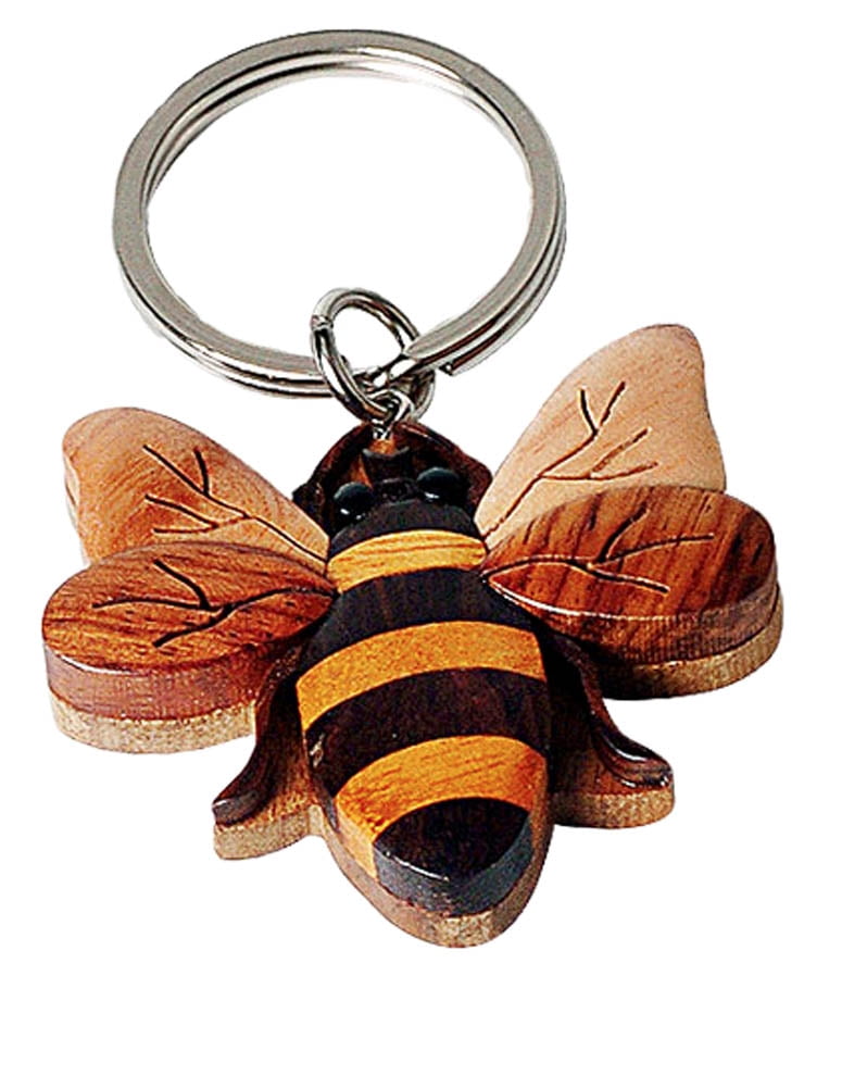 4 PIECE METAL CUTE CARTOON COLOURFUL BUMBLE BEES KEYRING COLLECTABLE CHARM GIFT 