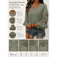 thumbnail image 3 of DOKOTOO Blouses for Women Crochet Lace 3/4 Sleeve Tunic Tops Casual V Neck Hollow Out Business Shirts, 3 of 10