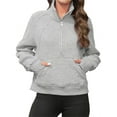thumbnail image 2 of Spring Autumn Women Long Sleeved Half Zipper Crop Hoodies Sweatshirt, 2 of 5