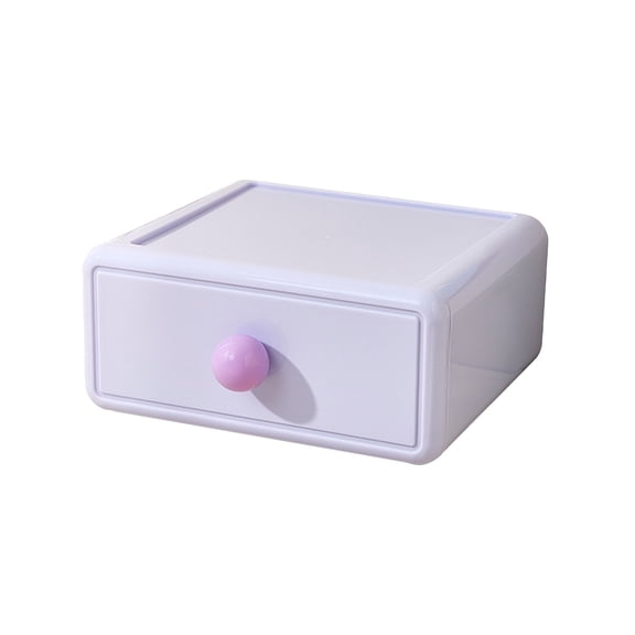 Desktop Storage Drawers，Plastic Desk Organizer with 1 Drawer，for Office Stationary, Makeup Container, Bathroom Countertop Purple