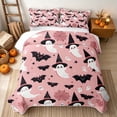 thumbnail image 2 of Erosebridal Kawaii Ghost Bed Spread Queen, Spooky Spiderweb Queen Coverlet Set for Girls, Pink Black, 3 Pieces 1 Quilt and 2 Pillowcases, 2 of 7