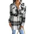 thumbnail image 3 of Qiylii Women Buttons Tops Coat, Long Sleeve Lapel Neck Plaid Buttons Casual Street Party Buttons Coat Sweater + Waistband, 3 of 7