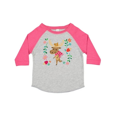 

Inktastic Woodland Moose Spring Flowers Gift Toddler Toddler Girl T-Shirt