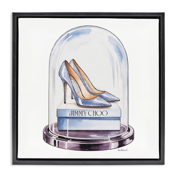 Stupell Industries Glam Elegant Shoes in Bell Jar Black Floating Frame Canvas Art, 18 x 18, by Amanda Greenwood
