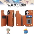 thumbnail image 2 of Wallet Case for Apple iPhone 16, with Crossbody Shoulder Strap & Hand Wrist Cards Holder Zipper Pocket Stand Feature Full Protective Shockpoof Phone Case for iPhone 16, Brown, 2 of 7