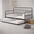 thumbnail image 6 of JERFIT Black Metal Twin Daybed with Trundle, Full Frame Contemporary Pipe Design, Mattress Ready for Guest Room Dorm, 6 of 6