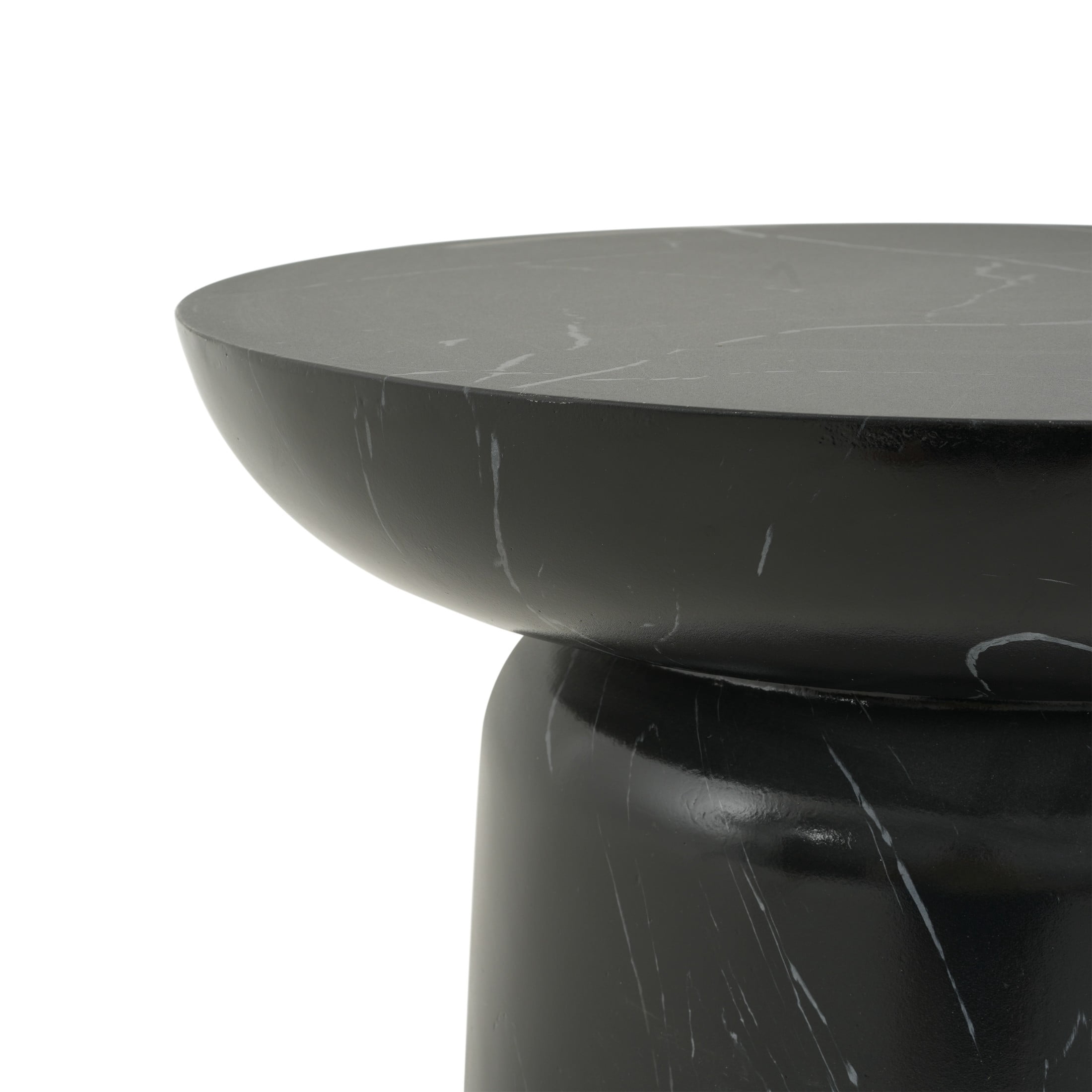 Christopher Knight Home 24" Modern Round MGO Coffee Table, Indoor Outdoor Use, Black Marble Effect