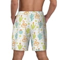 thumbnail image 3 of Kdxio Snake And Cactus Print Men's Swim Trunks with Compression Liner 7 Inch Inseam Quick Dry Swim Shorts, 3 of 7