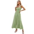 thumbnail image 5 of Deago Women's Summer Boho Spaghetti Strap Square Neck Ruffle Casual Flowy Long Beach Sun Dress Swing Party Maxi Dress (Green, XL), 5 of 9