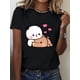 thumbnail image 1 of Couple Bear Hug and Heart Print T-Shirt for Women - Casual Sports , Medium Stretch Knit Fabric, Polyester, Round Neck, All-Season Comfort, 1 of 7