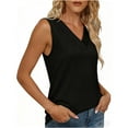 thumbnail image 6 of LNWUY Tank Tops for Women Loose Fit Sleeveless Shirts V Neck Summer Clothes Ruched Women's Tees and Tanks Base Layer T-Shirt Black XXL, 6 of 7