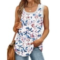 thumbnail image 2 of ZQUUVOU Women's Tank Tops Printed Floral Solid Color Sleeveless Crew Neck Cotton Casual Tee(A-Multicolor,XL), 2 of 7