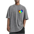 thumbnail image 3 of RKSTN Valentine's Day T Shirts for Man Oversized Crewneck Cotton Valentine Print Short Sleeves Shirts Tops Mens Casual Round Neck Sports Washed Distressed T-Shirts Loose Fits Comfy Soft Tee Shirts, 3 of 6