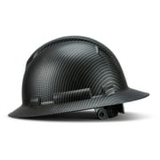 Full Brim Hard Hat Construction OSHA Hardhats, Men Women Safety Helmet, 6 Point, Custom Matte Carbon Fiber Design, By ACERPAL, Classic Dark Black