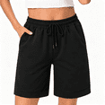 thumbnail image 5 of Lorvain Women's High Waisted Gym Shorts with Pockets, Loose Fit Wide Leg Athletic Running Lounge Shorts, 5 of 8