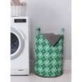 thumbnail image 3 of Abstract Laundry Bag, Repeating Star Like Ornaments in Symmetrical Composition Illustration, Basket with Handles Drawstring Closure for Laundromats, 13" x 19", Jade Green Pale Blue, by Ambesonne, 3 of 4