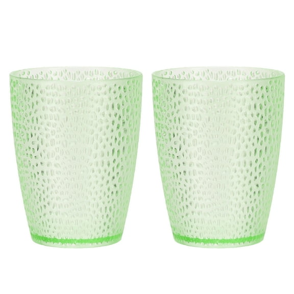 Uxcell Clear Plastic Reusable Drinking Glasses, 9.8oz Hobnail Drinking Glasses Set Plastic Water Cup Unbreakable Stackable for Beer Cocktail Water Juice Whiskey(Green, 2Pcs)