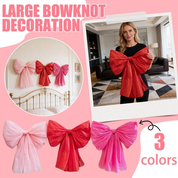 Semi-Finished Giant Red Bow Wall Decor - Unfinished Diy Craft Wall Hanging Decoration For Home Office - For Living Room Bedroom Nursery Interior Styling