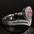 thumbnail image 2 of Mahablijewels Wedding Band Women Ring 14K White Gold Finish Pear Cut Pink Cubic Zirconia, 2 of 4