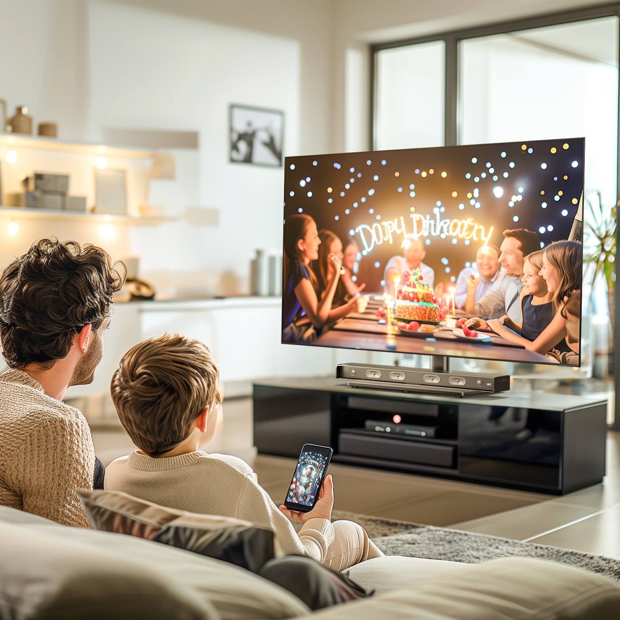 MountFTV Universal Swivel Tabletop TV Stand for 32-80 inch LCD LED TVs, Max 600x400mm, Hold Up to 110 lbs