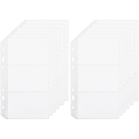 36 Pockets 12 Pack A6 Binder Pockets 6-Hole Budget Cash Envelopes Clear Zipper Pouches Loose Leaf Waterproof PVC Card Sleeves Folders