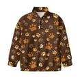 thumbnail image 4 of Uorisanigo Girls Half Zip Collar Sweatshirts Oversized Long Sleeve Workout Shirts Soft School Brown Dog Paw Print Quarter Zipper Cropped Sweatshirt Fit Vacation Shopping Exercise Wear, 4 of 7