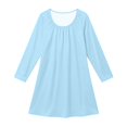 thumbnail image 7 of CUZIBR Kids Girls Nightgown Long Sleeve Pleated Crew Neck Sleepwear Solid Color Lightweight Loungewear Comfort Festival Party Nightwear,Light Blue,9-10 Years, 7 of 7