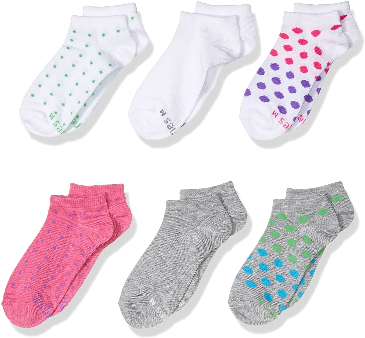 Hanes Girls' No Show Premium Comfort Blend Socks 6 Pair, Small 6-10.5 ...