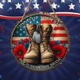 thumbnail image 3 of 8" Patriotic Soldier Boots Door Hanger - 4th of July Memorial Day Veterans Day Decor, Wooden Front Porch Sign with USA Flag, Indoor Outdoor Rustic Wall Hanging, 3 of 8