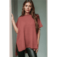 thumbnail image 5 of Women'S Loose Dropped Shoulder Short Sleeve Pullover Sweater Coral XL, 5 of 7