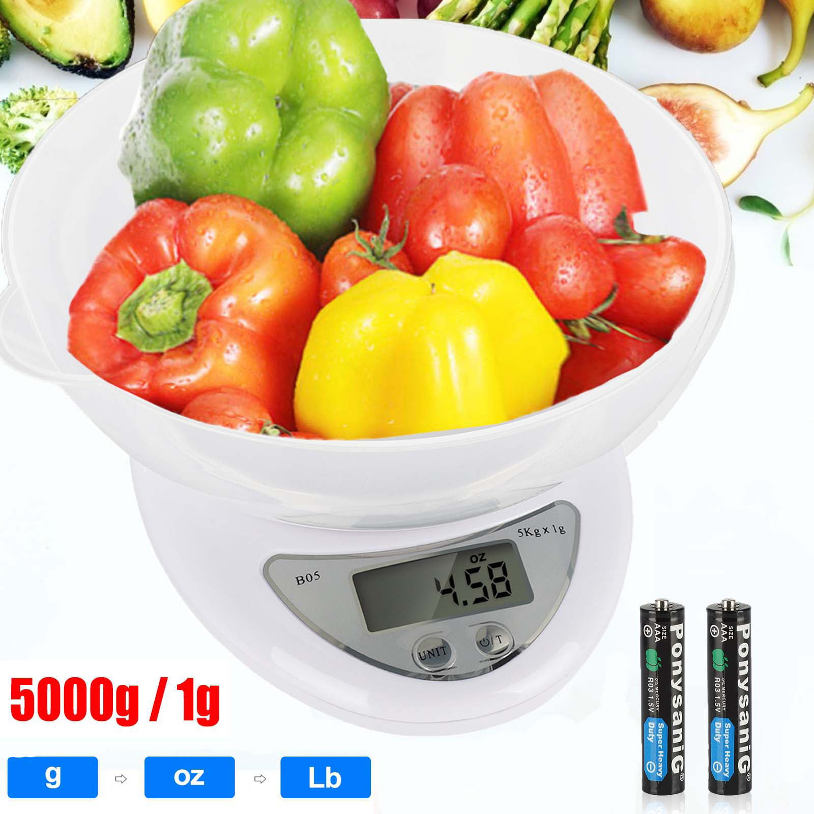 5Kg/1g Accurate Digital Kitchen Food Scale Gram Electronic Baking with Battery 