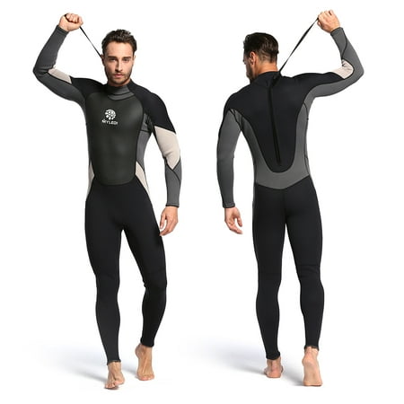 Men's 3mm Back Zip Full Body Wetsuit Swimming Surfing Diving Snorkeling Suit (Best Wetsuit For Body Surfing)