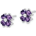 thumbnail image 2 of Sterling Silver Rhodium Plated Amethyst Flower Post Earrings (9 X 9) Made In India qdx367, 2 of 5