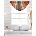 thumbnail image 4 of Waterfall Valances for Windows, Burnt Orange Brown Kitchen Sheer Valance Curtains, Farmhouse Vintage Wooden Rod Pocket Elegant Swag Valances for Living Room Bedroom, 47.2"x38.5", 3 Panel, 4 of 8