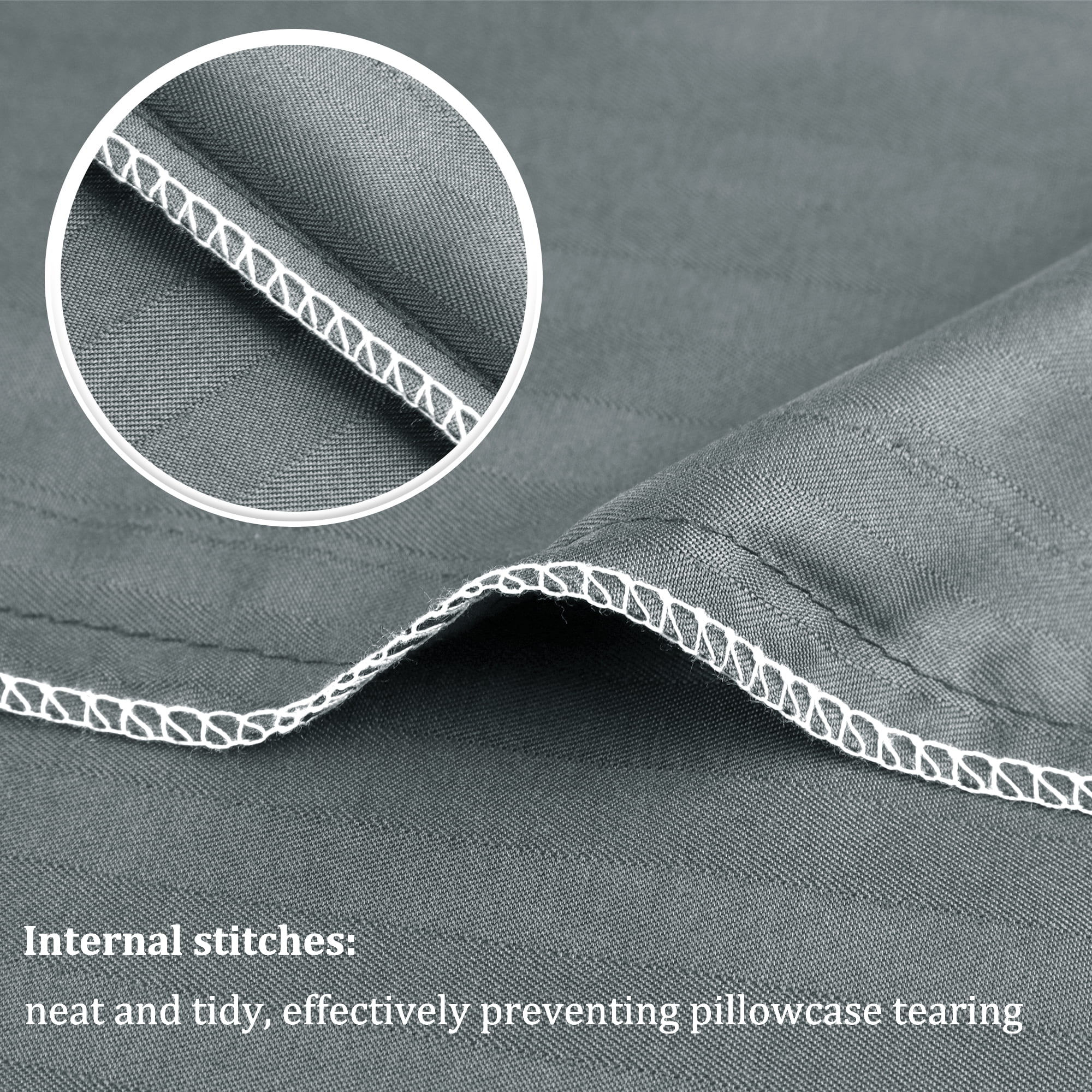 Unique Bargains Soft Durable Set of 2 Microfiber Striped Pillowcase Dark Gray King (20"x36")