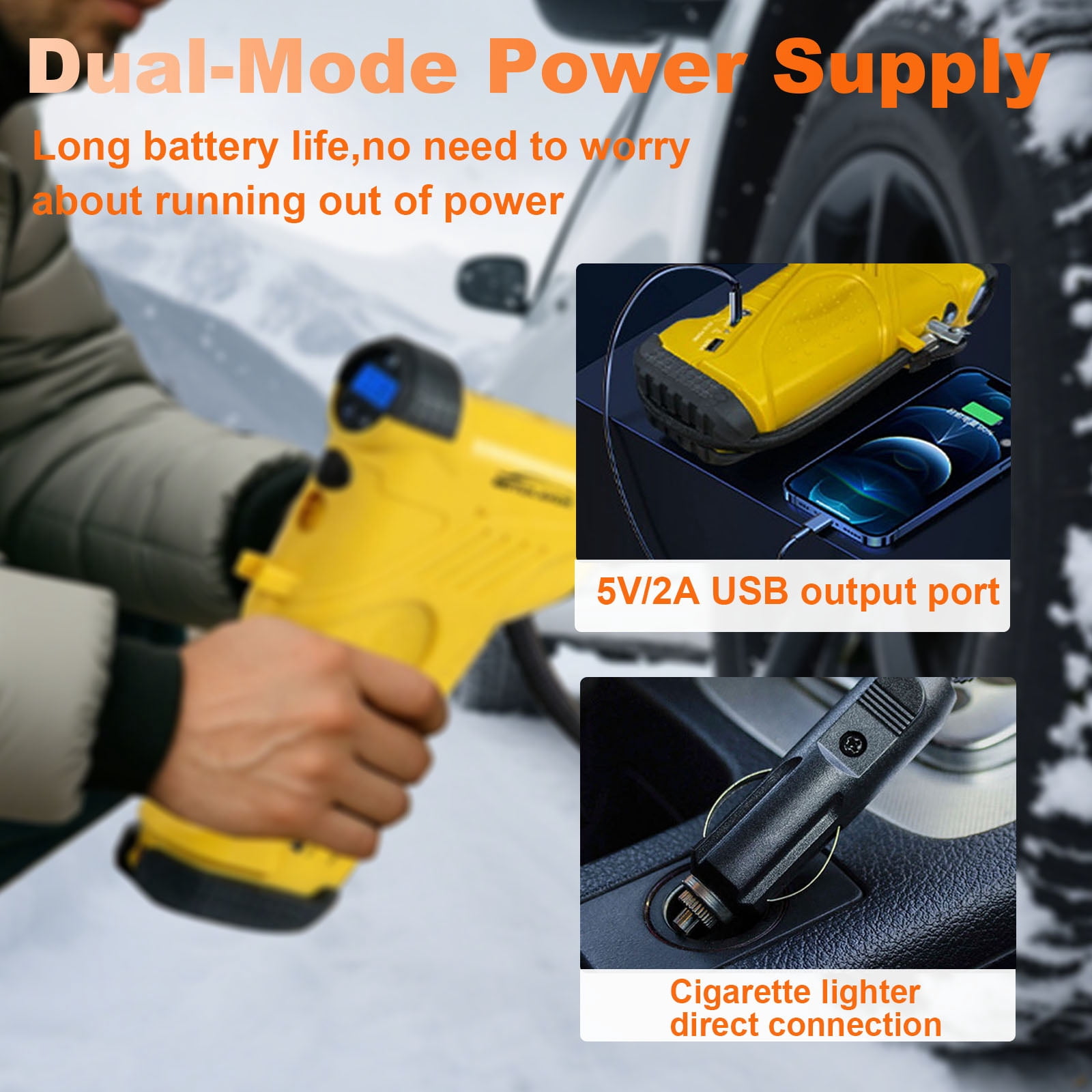 NOVA AUTO Tire Inflator Portable Air Compressor,12V 150PSI Handheld Air Compressor with Gauge,Rechargeable Tire Pump with Digital Gauge & LED Light,Air Pump Emergency for Cars, Bikes, Dirt Bikes,RV