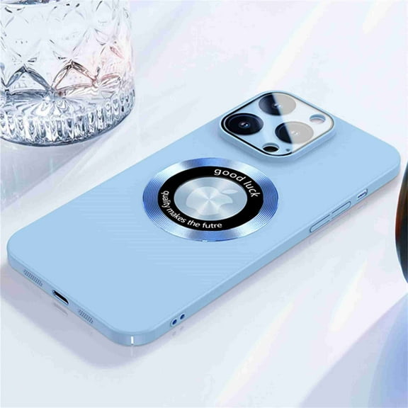 Compatible with MagSafe Case for iPhone 14 Pro Max, Built-in Glass Camera Lens Protector Logo View,Slim Magnetic MagSafe Shockproof Anti-Fall Matte PC Back Cover Case, blue