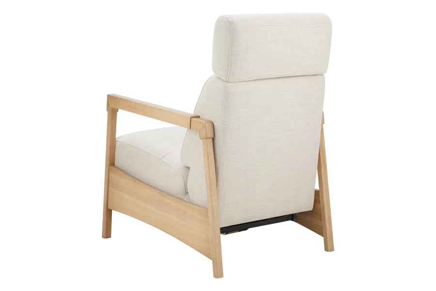 Spruce & Spring Cozy Upholstered Power Recliner 1 Piece Indoor Use Cream Fabric