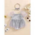 thumbnail image 3 of Gupgi Barboteuse à Franges pour Bébé Fille Robe à Manches Courtes avec Bandeau et Franges à Sequins, 3 of 8