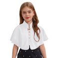 thumbnail image 3 of Yartina Little Girls Elegant Shawl Wraps Mock Neck Bolero Shrug Cardigan Top Cape White 6-24 Months, 3 of 7
