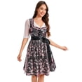 thumbnail image 2 of 3 Piece Women Bavarian Dirndl Dress Floral Print Oktoberfest Costume Party Outfit Set, 2 of 5