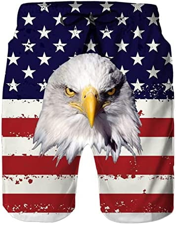 Men's American Flag Eagle Swim Trunks Quick Dry Beach Shorts Summer ...